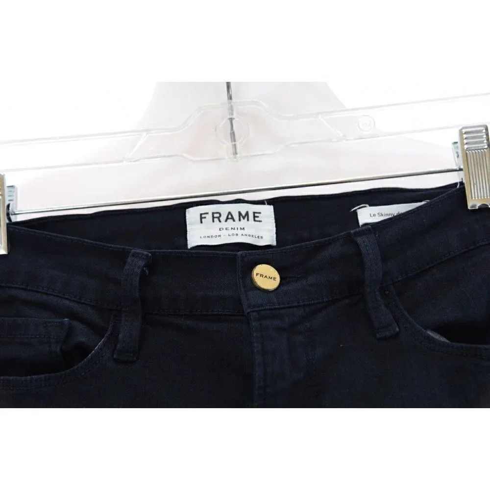 Frame Sz 27 Jeans Jeanne Le Skinny Deep Blue Dive Ankle Stretch Dark Wash Denim